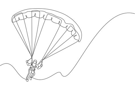 Paragliding Tattoo, One Continuous Line Drawing, Pastel Pink Wallpaper, Flying In The Sky, Extreme Sport, Single Line Drawing, Man Illustration, Cute Tiny Tattoos, Birthday Quotes Funny