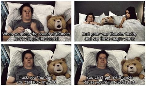 Ted Thunder Song, Thunder Buddy, Sound Of Thunder, Seth Macfarlane, Funny Af, Lights Camera Action, Magic Words, Charlie Chaplin, Tv Characters