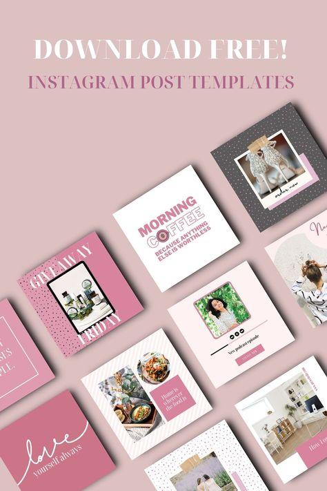 Want to easily design a feed that stops the scroll? Download your free Instagram post templates that you can easily edit in Canva. These free Instagram Canva Templates will kill all your struggles with creating brand graphics for your feed. Instagram Blog Post Template, Free Canva Instagram Templates, Free Instagram Post Template, Instagram Template Design Ideas, Ig Post Template, Free Instagram Template, Canva Templates Free, Instagram Post Template Design, Free Canva Templates