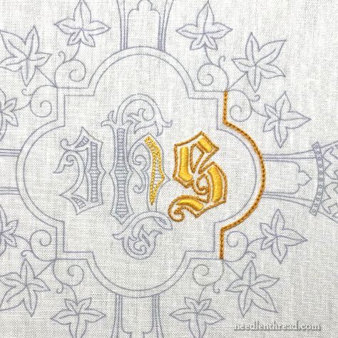 Embroidery On Linen, Cross Embroidery Designs, Linen Guest Towels, Gold Work Embroidery, Computerized Embroidery Machine, Embroidered Monogram, Seed Stitch, Satin Stitch, Crazy Quilts