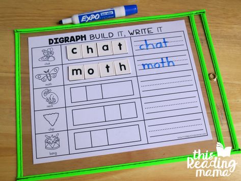 Dry Erase Pocket Ideas, Digraph Activities, Pocket Ideas, Spelling Strategies, Digraphs Activities, 1st Grade Activities, Toddler Homeschool, Preschool Lesson Plans, Elementary Ela