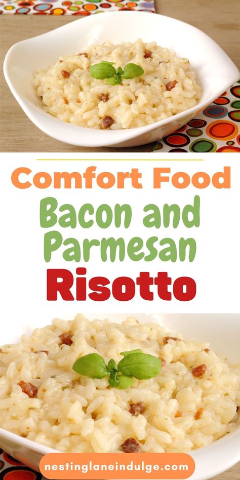 Bacon Risotto, Risotto Recipes Easy, Parmesan Risotto, Italian Comfort Food, Easy Bacon, Indulgent Food, Risotto Recipe, Creamy Parmesan, Cooked Rice