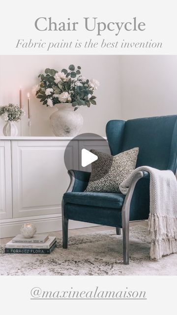 837K views · 21K likes | Maxine | Home ~ Interiors ~ DIY ~ Upcycling on Instagram: "Fabric paint ~ one of the best upcycling products I’ve ever found! Let’s face it, new armchairs aren’t cheap are they?! So what do you do when you want a dark blue chair but don’t want to spend £££? You find a £45 chair on FBMP and upcycle it of course 🤗. It’s going in the bedroom which has pops of dark blue but for now I couldn’t help having a quick styling session with this blue beauty 💙. What do you think?? #upcycling #upcyclingfurniture #upcyclingideas #upcycle #upcycled #upcycledchair #diyhomedecor #furnitureflip #paintedfurniture #paintedchair #diy #diyhome #upcycleddecor #diyhomedecor #homedecor #transformationTuesday #beforeandafter #beforeandafterfurniture #secondhandfurniture" Upcycle Chair, Painted Chair, Second Hand Furniture, Upcycle Decor, Blue Beauty, Diy Upcycling, Diy Upcycle, Blue Chair, In The Bedroom