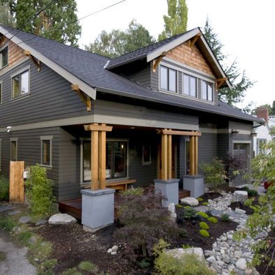 Exterior Grey Siding Design, Pictures, Remodel, Decor and Ideas - page 8 Gray House, Craftsman Exterior, Modern Craftsman, House Siding, Craftsmen Homes, Black House Exterior, Farmhouse Exterior, Exterior Paint Colors, Wood Trim