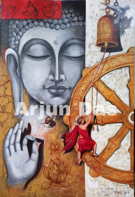 #buddhapainting 
@arjundas2009 Arjun Das, Wall Painting Flowers, Gandhara Art, Thai Painting, Br Ambedkar, Buddha Canvas Art, Buddha Drawing, Buddhist Artwork, Composition Ideas