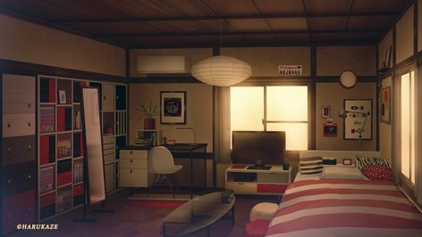 Jjk Dorm Room, Jjk Dorm, Sci Fi Background, Anime House, Background Animation, Dorm Design, Bedroom Drawing, Illustration Anime, Episode Backgrounds