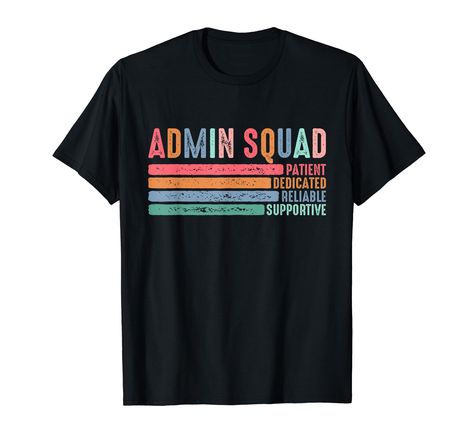 PRICES MAY VARY. Admin Squad School Admin Assistant Principal Admin Crew Cute Admin Squad Administrator Team Secretary Staff Lightweight, Classic fit, Double-needle sleeve and bottom hem Admin Assistant, Assistant Principal, Team Shirts, Cute Tshirts, Pharmacy Gifts, Branded T Shirts, Top Styles, Fashion Branding, Tops & Tees