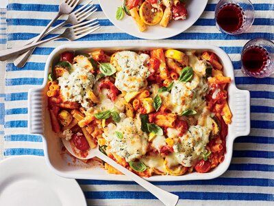 RX_1705_Baked Ziti with Summer Vegetables Summer Casserole Recipes, Summer Casseroles, Spring Dinner Ideas, Summer Vegetable Recipes, Summer Potluck Recipes, Dinner Spring, Weeknight Casseroles, Summer Pasta Recipes, Spring Meals