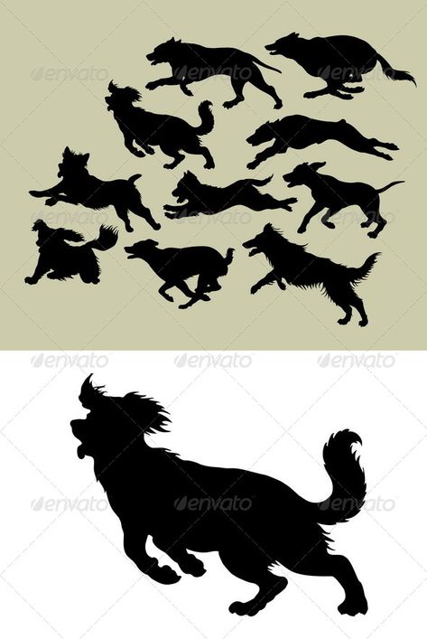 Dog Running Silhouettes - Animals Characters Running Drawing, Dogs Running, Sticker Icon, Dog Running, Character Clipart, Running Silhouette, Running Dog, Animal Artwork, Silhouette Stencil