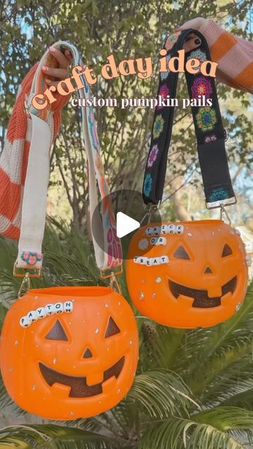 Pumpkin Pail Crafts, Pumpkin Pail, Plastic Pail, Happy Haunting, Craft Day, Save For Later, Symphony Orchestra, Letter Beads, Large Letters