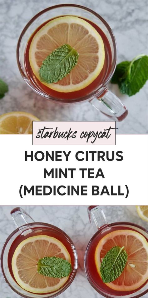 Try this Starbucks medicine ball recipe at home for a healthy and delicious drink that soothes your throat. Enjoy it iced or hot. This honey citrus mint tea is the perfect tea for any time. Learn how to make the Starbucks medicine ball with this easy Starbucks copycat recipe. Honey Citrus Mint Tea, Medicine Ball Recipe, Starbucks Medicine Ball Recipe, Medicine Ball Tea, Starbucks Medicine Ball, Mint Tea Recipe, High Protein Lunch Ideas, Diy Honey, Simply Lemonade