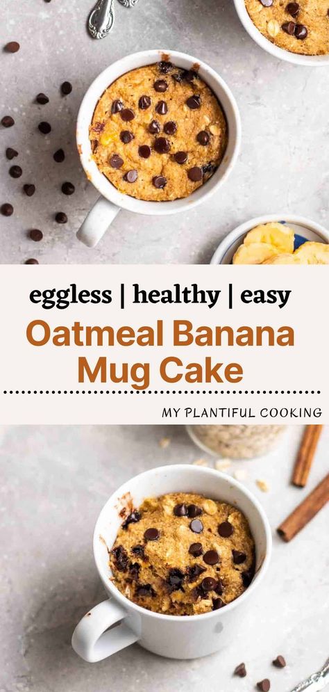 Banana Oat Mug Cake, Oats Mug Cake, Oat Mug Cake, Mug Cake Eggless, Banana Mug Cake, Vegan Mug Cakes, Chocolate Chip Mug Cake, Mug Cake Healthy, Chip Mug