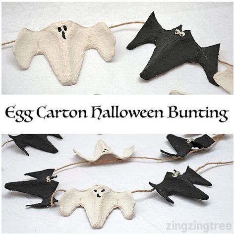 Halloween Eggs, Halloween Bunting, Egg Carton Crafts, Egg Cartons, Halloween Preschool, Bat Halloween, Egg Box, Manualidades Halloween, Halloween Crafts For Kids