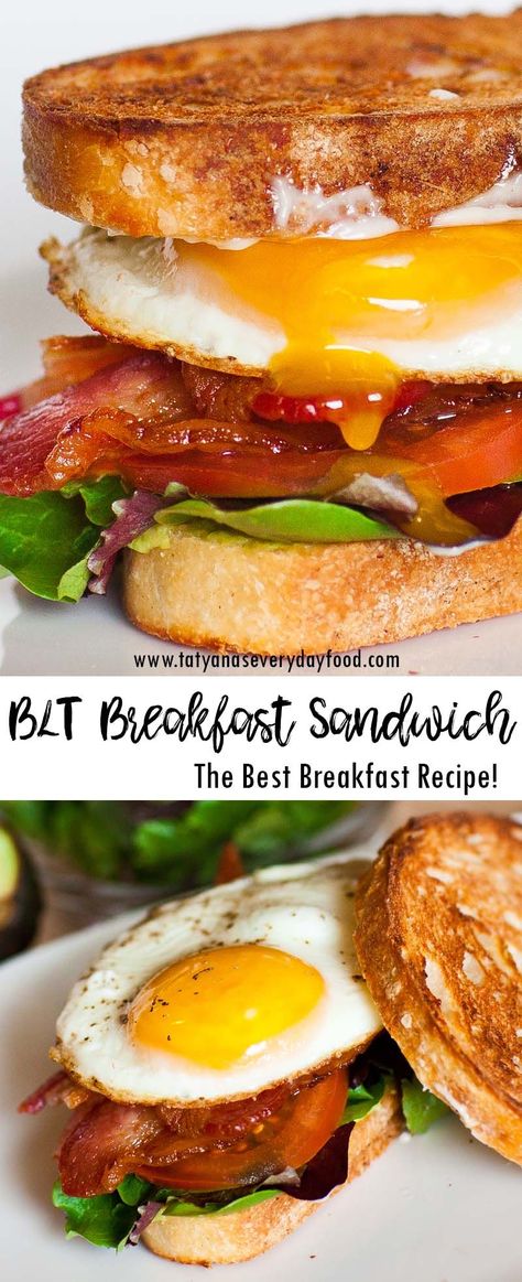 Blt Bar, Blt Breakfast Sandwich, Breakfast Sandwich Ideas, Sandwich Fixings, Fried Egg Avocado, Breakfast Blt, Best Blt, Sandwich Recipe Videos, Quick Breakfast Sandwich