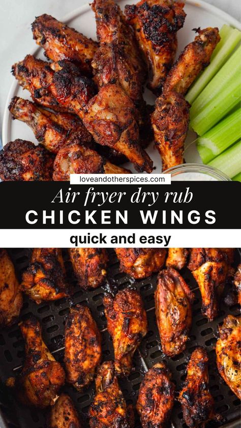 Crispy Air Fryer Chicken Wings, Air Fryer Recipes Chicken Wings, Dry Rub Chicken Wings, Chicken Wing Recipes Fried, Crispy Air Fryer Chicken, Air Fry Chicken Wings, Air Fryer Wings, Frozen Chicken Wings, Dry Rub Recipes