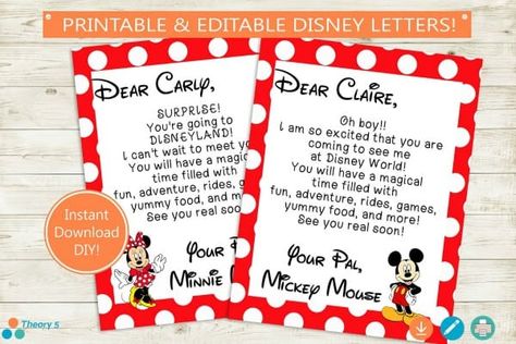 The Best Disney World Printables From Etsy (plus a free printable!) Disney Trip Reveal, Mickey Mouse Letters, Disney Trip Surprise, Disney Reveal, Disneyland Mickey Mouse, Custom Sticky Notes, Disney Surprise, Disney Letters, Disney Gift Card