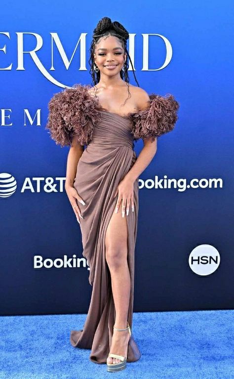 Giambattista Valli 2023, Ratajkowski Style, Little Mermaid 2023, Marsai Martin, Giambattista Valli Dress, Chocolate Brown Dress, Red Carpet Affair, Emily Ratajkowski Style, Black Celebrities