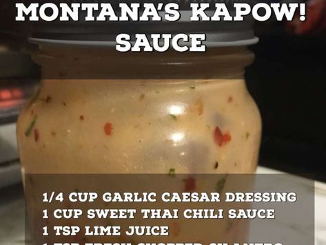 Montanas Kapow Shrimp Recipe, Montana's Kapow Sauce, Kapow Shrimp Montanas, Kapow Sauce, Kapow Shrimp, Montana Recipes, Homemade Sauce Recipes, Healthy Grilling, Party Food And Drinks