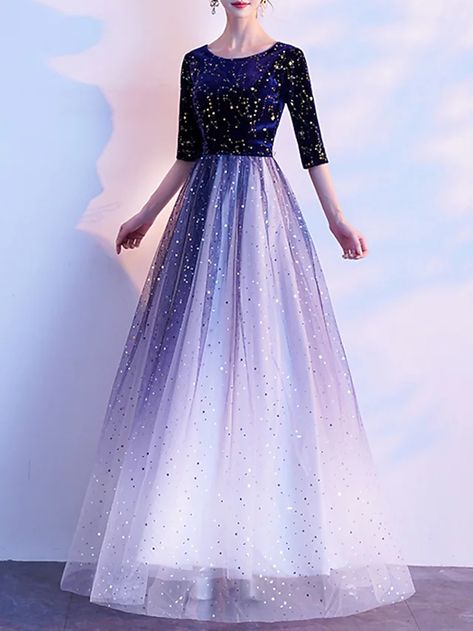 Long Sleeve Prom Dress Modest, Clothes Palette, Prom Dresses Color, Modest Prom Dress, Moon Dresses, Cheap Prom Dresses Online, Dance Garments, Glittery Dress, Gown Party Wear