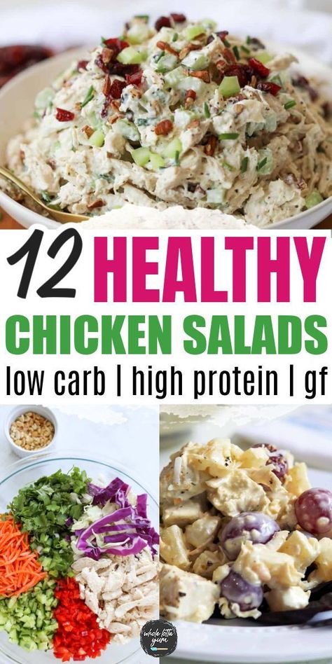 These easy clean eating chicken salads are great for lunch, dinner, or for your weekly meal prep. The healthy chicken salads are low carb high protein, macro friendly, and gluten free. Many are dairy free. Salads Low Carb, High Protein Chicken Salad, Keto Salad Recipes, Low Carb Chicken Salad, Healthy Chicken Salad Recipe, Keto Salads, Keto Chicken Salad, Chicken Salads, Delicious Chicken Salad