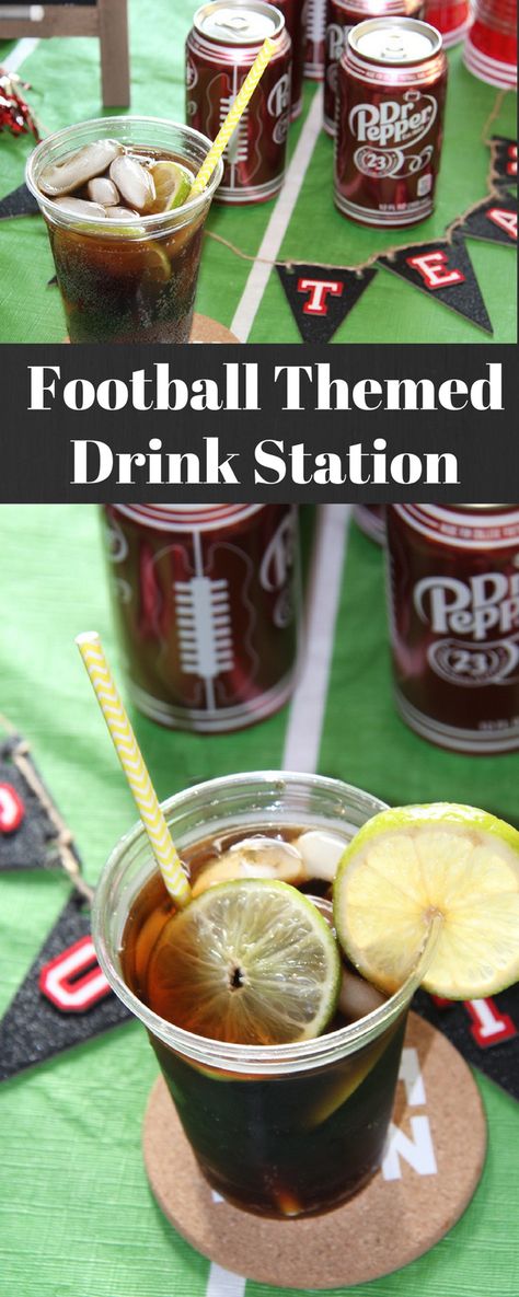 Football Themed Drink Station Football Themed Alcoholic Drinks, Football Themed Drinks, Football Drink, Football Names, Football Theme Party, Football Theme, College Football Playoff, Football Themes, Drink Station