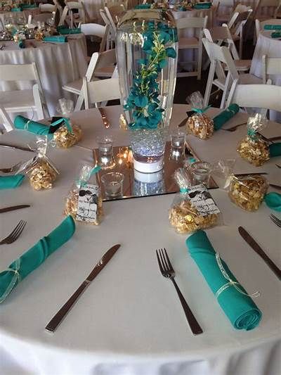 Black White And Teal Wedding Ideas Teal And Gold Party Ideas, Teal And Gold Table Setting, Teal And Gold Centerpieces, Teal And Gold Quinceanera Theme, Teal And Gold Party, Teal Table Setting, Teal Table Decorations, Teal Table Decor, Teal Wedding Centerpieces