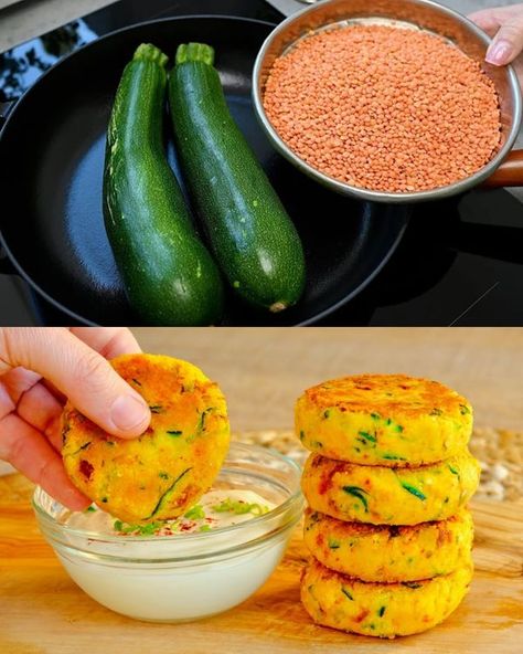 Yellow Lentil Recipes, Lentil Patties Recipe, Lentil Patties, Lentil Recipe, Zucchini Patties, Yellow Lentils, Flour Alternatives, Dairy Free Yogurt, Patties Recipe