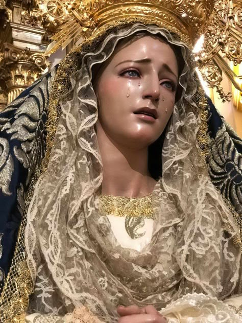 Crying Mary, Statue Reference, Biblical Christmas, Emma Sano, Mary Art, Building Bridges, Mother Mary Images, Lady Of Sorrows, Mary Statue