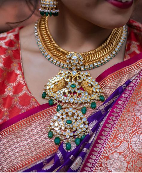 Polki Haram Design, Tussi Necklace Gold, Jalebi Necklace, Nakshi Jewellery, Nana Jewelry, Jadau Jewellery, Gold Earrings Indian, Diamond Pendant Jewelry, Bridal Necklace Designs