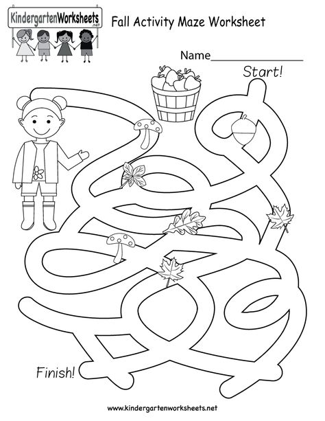 This is a fun fall maze worksheet. This would be a wonderful autumn activity for kindergarteners! Maze Activities For Kids, Season Worksheet, Kindergarten Fall Worksheets, Maze Activities, Sunday School Coloring Sheets, Thanksgiving Mantle, Mazes For Kids Printable, Preschool Worksheets Free Printables, Fall Worksheets