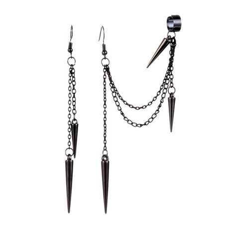 PRICES MAY VARY. 🧐Attractive Design: the tassel chain design and the rivet pendant design are exquisite and eye-catching, wearing these drop dangle earrings will make you more charming and stylish, easy to draw attention and stand out from the crowd 🧐Reliable And Durable Material: the dangle earrings are made of quality titanium steel, with no fading or deformation, they are safe, durable, and skin-friendly, ensuring your long-term use 🧐Easy To Match: taking the rivet tassels as the main elem Tassel Earing, Long Chain Earrings, Punk Earrings, Alloy Earrings, Goth Punk, Ear Cuff Earings, Hanging Earrings, Ear Cuffs, Cuff Earrings