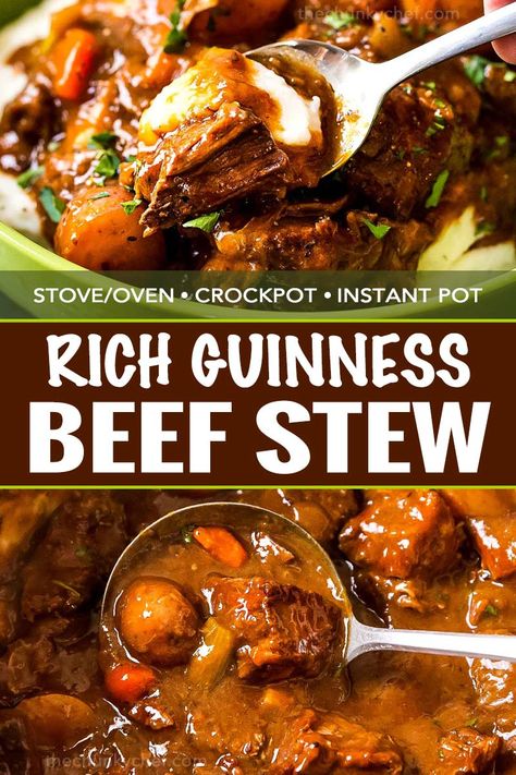 Irish Beef Stew Instant Pot, Instant Pot Guinness Beef Stew, Beef Guinness Stew, Beef Stews, Guinness Beef Stew, Beef And Vegetables, The Chunky Chef, Irish Beef Stew, Stew Beef