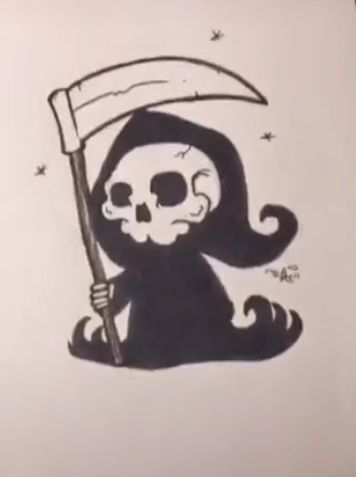 Skull Reaper Tattoo, Grim Tattoo, Grim Reaper Drawing, Edgy Tattoo, Skull Reaper, Reaper Drawing, Traditional Black Tattoo, Cute Simple Tattoos, Grim Reaper Tattoo