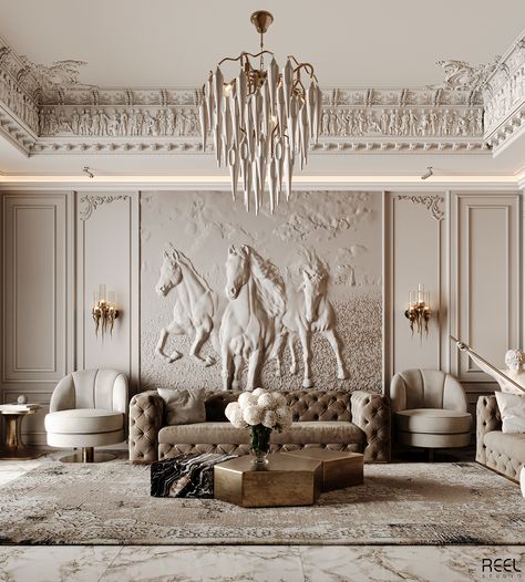 Small Drawing Room Ideas, Greece Interior Design, Neo Classic Living Room, Classic Majlis, Classic Modern Interior, Neoclassical Interior Design, White Villa, Teen Room Designs, Community Hall