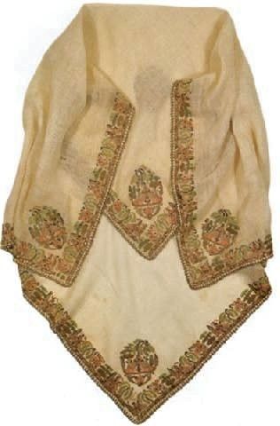 Embroidered 'cevre' (square decorative accessory, sometimes used as a festive headscarf or kerchief).  Late-Ottoman, end of 18th century.  Silk and silver thread, embroidered on fine cotton. 18th Century Dresses, Turkish Embroidery, Turkey Art, Century Dress, Family Heirloom, Head Scarf, Textile Art, 18th Century, Hand Embroidered