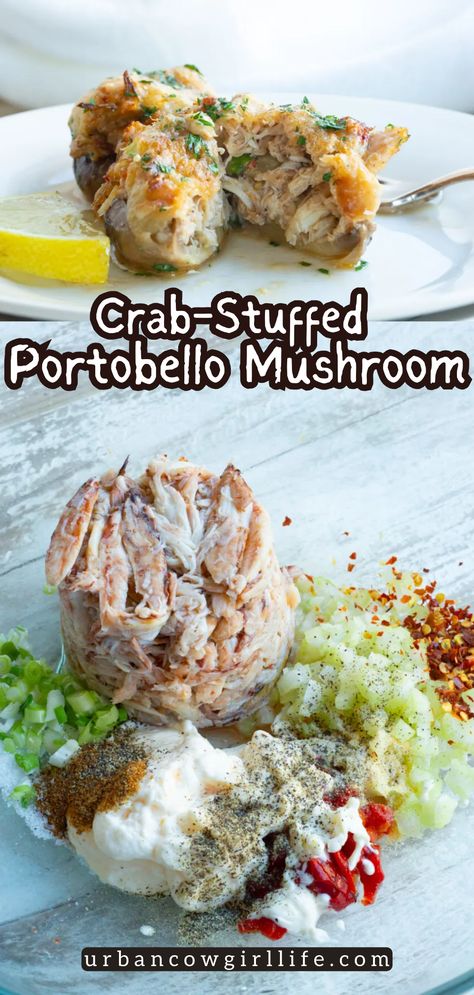 Impress your friends and family with the exquisite taste of Crab Stuffed Portobello Mushrooms—a surefire way to make any occasion memorable.| crab stuffed mushrooms, stuffed portabella mushrooms, stuffed mushroom recipes, stuffed portabella mushroom recipes, easy stuffed mushrooms, easy appetizer recipes, easy appetizer ideas | Crab Stuffed Portabella Mushroom Recipes, Stuffed Portabella Mushroom Recipes Easy, Stuffed Portabella Mushroom Recipes, Crab Stuffed Portabella Mushrooms, Crab Stuffed Mushroom Caps, Portabella Mushroom Recipes, Crab Stuffed Portobello Mushrooms, Stuffed Portabella, Portabella Mushrooms Recipes