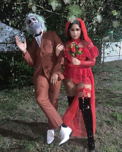 50+ DIY Halloween Couples Costumes to help you Own the Spotlight | Hike n Dip Alternative Couple Halloween Costumes, Obscure Couples Costumes, Couple Villian Costumes, Rare Couple Costumes, Unique Couple Halloween Costumes 2022, Villain Couples Costumes, Witch Couple Costume, Hilarious Couples Costumes, Scary Couple Costumes