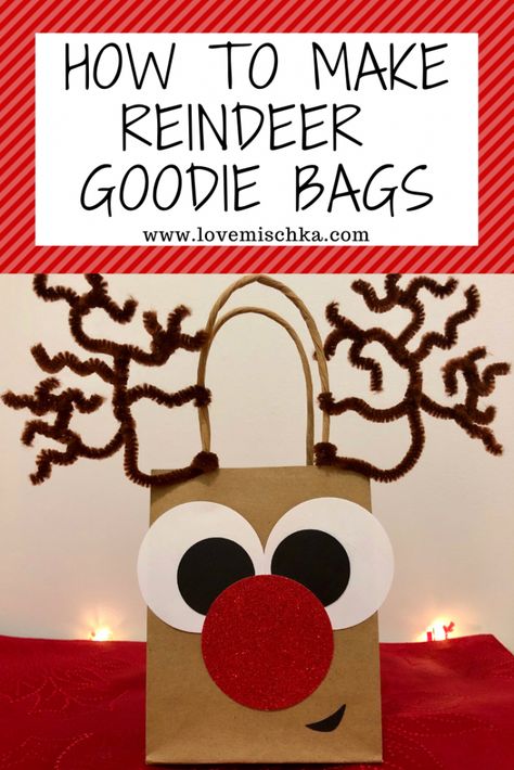 Cute Gift Bag Ideas For Christmas, Christmas Goodie Bags For Adults Simple, Reindeer Bags Brown Paper, Reindeer Gift Bags, Preschool Christmas Gifts, Cookies 2023, Diy Reindeer, Chistmas Gift, Goodie Bags For Kids