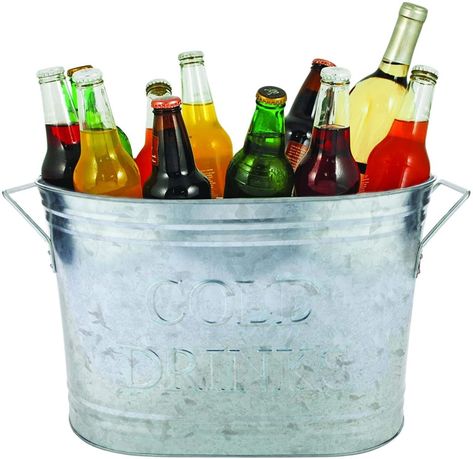 Twine Country Home Cold Drinks Galvanized Metal Tub, 5.25 gallons – $16.49 + free prime ship, save 26% Drink Tub, Bridal Shower Baskets, Beer Chiller, Galvanized Metal Bucket, Backyard Graduation Party, Perfect Gift Basket, Drink Bucket, Bucket Cooler, Metal Tub