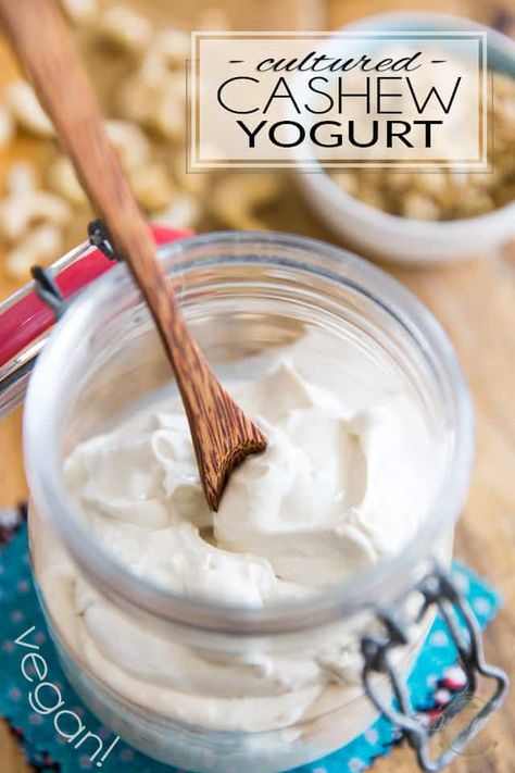 Easy Homemade Cultured Cashew Yogurt • The Healthy Foodie Vegan Yogurt Recipe, Cashew Yogurt, Making Yogurt, Vegan Yogurt, Homemade Yogurt, Yogurt Recipes, Healthy Foodie, Fresh Mozzarella, Vegan Cheese