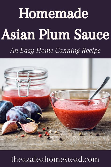 Homemade Asian Plum Sauce Canning Plum Sauce, Asian Plum Sauce Canning, Asian Plum Sauce Recipe, Plum Jam Recipes For Canning, Plum Canning Recipes, Plum Sauce Canning Recipe, Preserving Plums, Canning Plums, Pineapple Chili