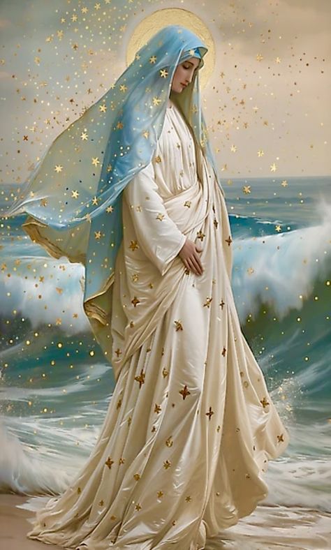 The Coronation Of Virgin Mary, Divine Mother Art, Mother Mary Aesthetic, Virgin Aesthetic, Mama Mary Images, Mother Mary Art, Coronation Of Mary, Mary Blessed Mother, Virgin Mary Picture