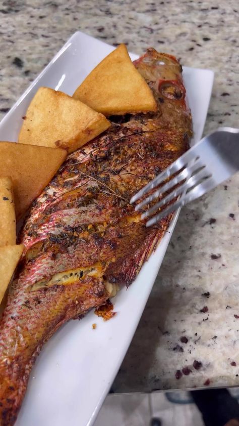 Roasted snapper with bammy #roastfish #RoastedSnapper | How We Rowes Cook | How We Rowes Cook · Original audio Red Snapper Recipes Baked, Snapper Recipes Baked, Red Snapper Recipes, Snapper Recipes, Snapper Fish Recipes, Seafood Dish Recipes, Best Seafood Recipes, Fish Recipes Healthy, Red Snapper