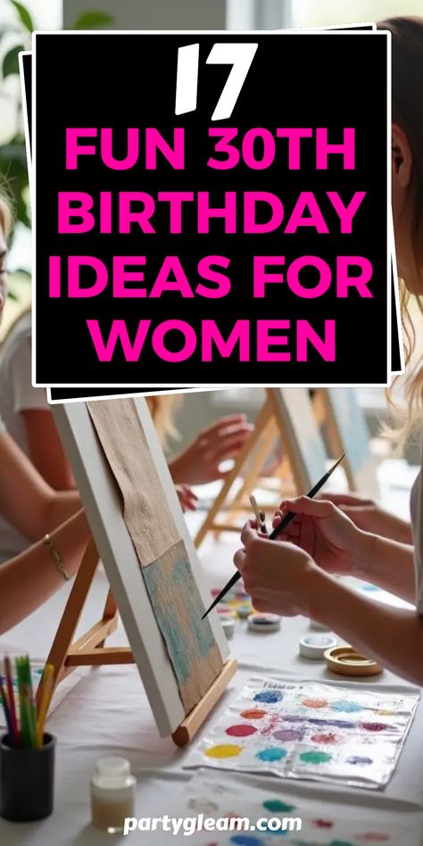 Planning a 30th birthday celebration should be exciting! Check out these 17 creative and fun party ideas just for the fabulous women turning 30. From artsy crafts parties to themed nights full of laughter, discover unique ways to celebrate this milestone birthday. Whether you're thinking of a spa day with your best friends or a glamorous cocktail party, there’s something here for everyone looking to make their 30th memorable. Celebrate in style and let the festivities begin! Themed 30th Birthday Party Ideas, 30rh Birthday Ideas, 30 Th Birthday Party Ideas For Women, 30 Birthday Ideas For Women Turning 30, 30th Birthday Party Women, Birthday Party Ideas For Women, Themed Nights, Party Ideas For Women, 30th Birthday Celebration