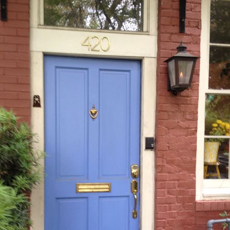 Love this blue door on Oglethorpe Street.  #Savannah #periwinkle Cornflower Blue Door, Cornflower Blue Front Door, Periwinkle Door, Paint Brick, Exterior Door Colors, Exterior Door Designs, Traditional Front Doors, Artist Decor, Blue Doors