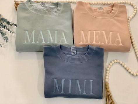 Grandpa Embroidery, Neutral Sweatshirt, Baby Shower Gift For Mom, Mama Crewneck Sweatshirt, Mens Measurements, Color Sweatshirt, Blue Pigment, Loose Pigments, Short Words