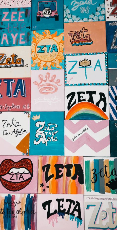 zta Zta Canvas Painting, Zta Paintings, Zeta Painting, Zeta Tau Alpha Canvas, Zta Canvas, Zta Letters, Zta Sorority, Sorority Canvas Paintings, Sorority Paintings