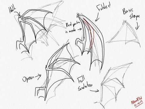 Dragon Wings Drawing Reference, Dragon Wings Drawing, Wings Drawing Reference, Wing Reference, Draw A Dragon, Wings Sketch, Dragon Poses, Dragon Anatomy, Wings Drawing