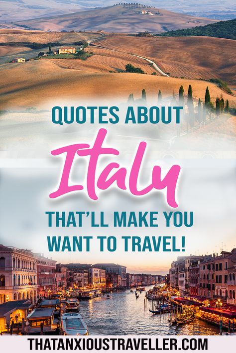 Quotes about Italy that'll make even the gloomiest person happy! Get travel inspiration for your trip to Italy with these Italy quotes - whether you're looking for something funny for Instagram, or just some Italian words of wisdom, try this article out! #italy #quotes #europe Quotes About Italy, Italy Quotes, Morocco Trip, Italy Itinerary, Europe Itineraries, Quotes For Instagram, Italy Travel Tips, Italy Travel Guide, Visit Europe