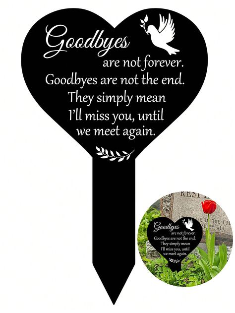 1Pc Durable Miss You Memorial Headstone Decorative Stake,  Cemetery Decoration, Sentimental Sympathy Gift -  Weather-Resistant Yard & Garden Tribute Black and White    PMMA     Outdoor & Garden, size features are:Bust: ,Length: ,Sleeve Length: Waterfall Lights, Memorial Day Decorations, Cemetery Decorations, Grave Decorations, Garden Angels, Memorial Plaque, Memorial Stones, Memorial Garden, Grave Marker